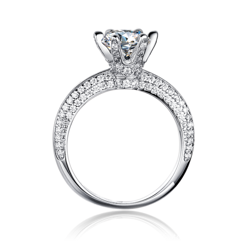 New Arrival S925 Silver Six-prongs Setting Large Moissanite Multiple Diamonds Wedding Engagement Women Gemstone Ring